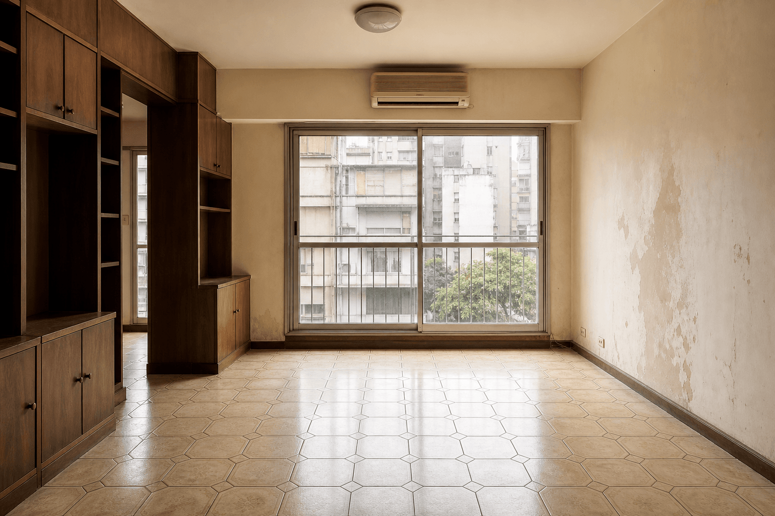 Living de departamento antiguo en Palermo con potencial de reciclaje