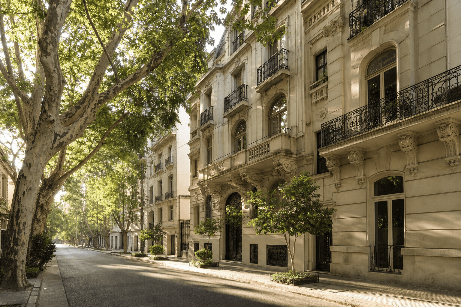 Calle residencial con edificios clásicos en CABA
